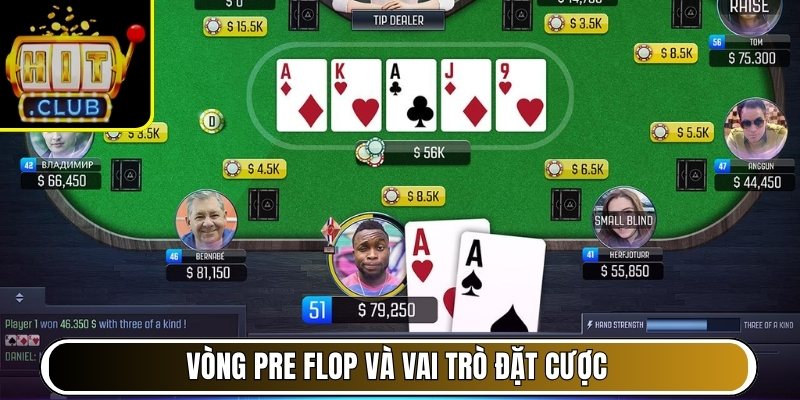 Vòng pre flop và vai trò đặt cược